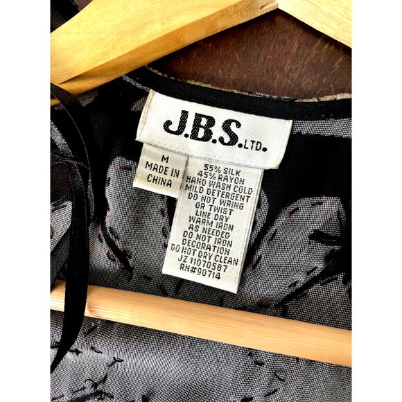 Vintage JBS Women's Sheer Fringe Kimono Shirt Black Beaded Artsy Boho Rocker - Picture 3 of 7